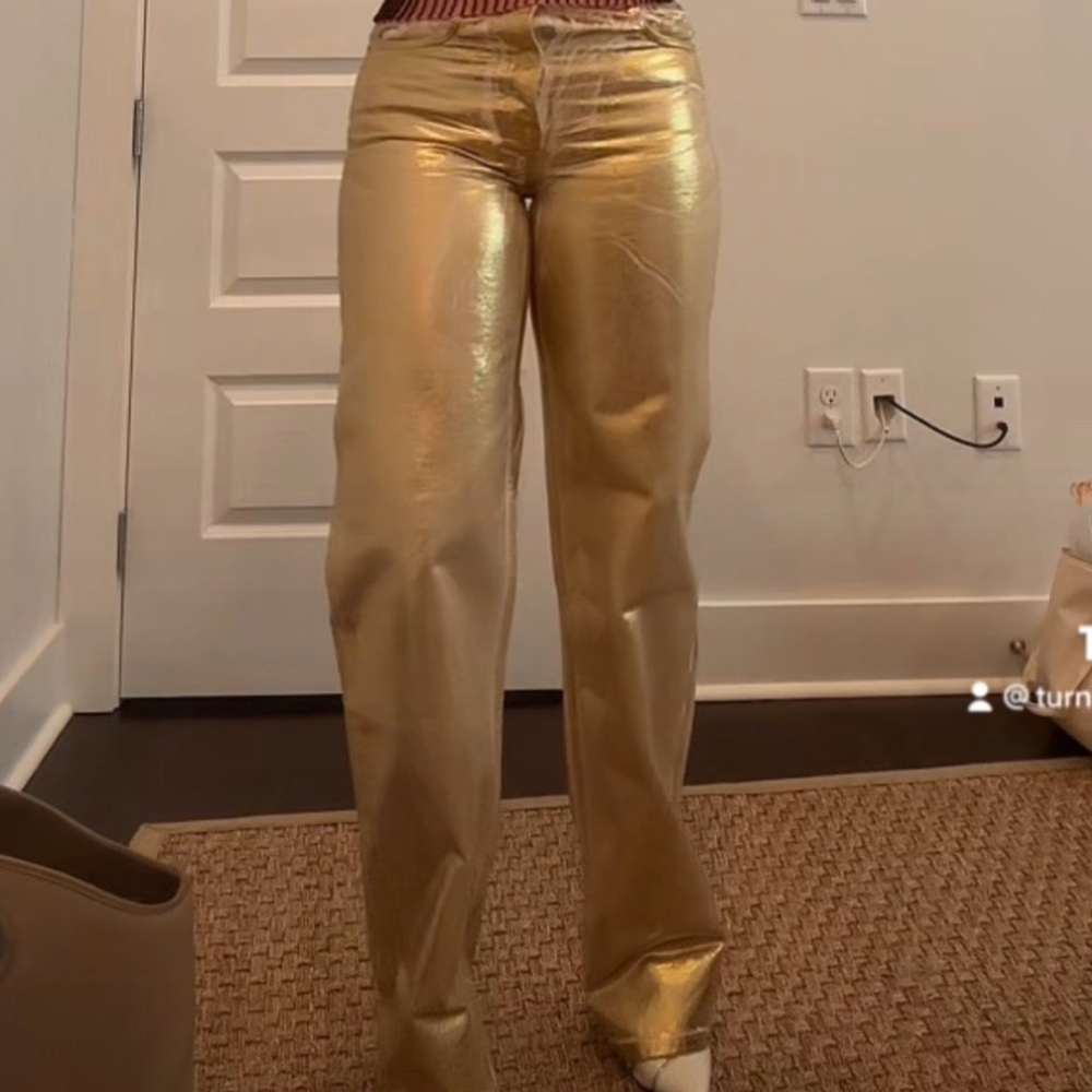 Zara viral gold jeans US 28 (6)